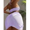 imageMakeMeChic Womens 3 Piece Bathing Suits Halter Ring Bikini Set with Cover Up SkirtsLilac Purple B