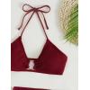 imageMakeMeChic Womens 3 Piece Bathing Suits Halter Ring Bikini Set with Cover Up SkirtsMaroon