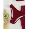 imageMakeMeChic Womens 3 Piece Bathing Suits Halter Ring Bikini Set with Cover Up SkirtsMaroon