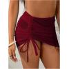 imageMakeMeChic Womens 3 Piece Bathing Suits Halter Ring Bikini Set with Cover Up SkirtsMaroon a