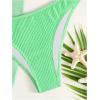 imageMakeMeChic Womens 3 Piece Bathing Suits Halter Ring Bikini Set with Cover Up SkirtsMint Green 2