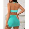 imageMakeMeChic Womens 3 Piece Bathing Suits Halter Ring Bikini Set with Cover Up SkirtsMint Green a