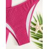 imageMakeMeChic Womens 3 Piece Bathing Suits Halter Ring Bikini Set with Cover Up SkirtsPink B