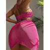 imageMakeMeChic Womens 3 Piece Bathing Suits Halter Ring Bikini Set with Cover Up SkirtsPink B