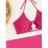 imageMakeMeChic Womens 3 Piece Bathing Suits Halter Ring Bikini Set with Cover Up SkirtsPink B