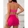 imageMakeMeChic Womens 3 Piece Bathing Suits Halter Ring Bikini Set with Cover Up SkirtsPink a