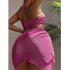 imageMakeMeChic Womens 3 Piece Bathing Suits Halter Ring Bikini Set with Cover Up SkirtsPlain Purple