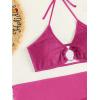 imageMakeMeChic Womens 3 Piece Bathing Suits Halter Ring Bikini Set with Cover Up SkirtsPlain Purple