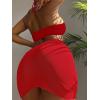 imageMakeMeChic Womens 3 Piece Bathing Suits Halter Ring Bikini Set with Cover Up SkirtsRed B