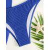 imageMakeMeChic Womens 3 Piece Bathing Suits Halter Ring Bikini Set with Cover Up SkirtsRoyal Blue