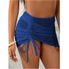 imageMakeMeChic Womens 3 Piece Bathing Suits Halter Ring Bikini Set with Cover Up SkirtsRoyal Blue a