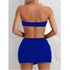 imageMakeMeChic Womens 3 Piece Bikini Set Bandeau Swimsuit High Waist Bathing Suit with Cover Up SkirtBlue