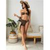 imageMakeMeChic Womens 3 Piece Bikini Set Bandeau Swimsuit High Waist Bathing Suit with Cover Up SkirtCoffee Brown