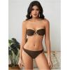 imageMakeMeChic Womens 3 Piece Bikini Set Bandeau Swimsuit High Waist Bathing Suit with Cover Up SkirtCoffee Brown