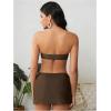imageMakeMeChic Womens 3 Piece Bikini Set Bandeau Swimsuit High Waist Bathing Suit with Cover Up SkirtCoffee Brown