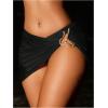 imageMakeMeChic Womens 3 Piece Bikini Sets Metallic Halter Ruched Triangle Cheeky Bathing Suit Swimsuit with Beach SkirtBlack