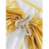 imageMakeMeChic Womens 3 Piece Bikini Sets Metallic Halter Ruched Triangle Cheeky Bathing Suit Swimsuit with Beach SkirtGold