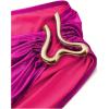 imageMakeMeChic Womens 3 Piece Bikini Sets Metallic Halter Ruched Triangle Cheeky Bathing Suit Swimsuit with Beach SkirtHot Pink