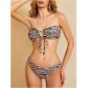 imageMakeMeChic Womens Bandeau Strapless Bikini Sets Floral Knot Cut Out Boho Bathing Suit SwimsuitsApricot