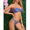 imageMakeMeChic Womens Bandeau Strapless Bikini Sets Floral Knot Cut Out Boho Bathing Suit SwimsuitsBlue Floral