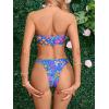 imageMakeMeChic Womens Bandeau Strapless Bikini Sets Floral Knot Cut Out Boho Bathing Suit SwimsuitsBlue Floral