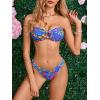 imageMakeMeChic Womens Bandeau Strapless Bikini Sets Floral Knot Cut Out Boho Bathing Suit SwimsuitsBlue Floral