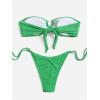 imageMakeMeChic Womens Bandeau Strapless Bikini Sets Floral Knot Cut Out Boho Bathing Suit SwimsuitsGreen