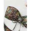 imageMakeMeChic Womens Bandeau Strapless Bikini Sets Floral Knot Cut Out Boho Bathing Suit SwimsuitsGreen Brown