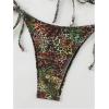 imageMakeMeChic Womens Bandeau Strapless Bikini Sets Floral Knot Cut Out Boho Bathing Suit SwimsuitsGreen Brown
