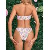 imageMakeMeChic Womens Bandeau Strapless Bikini Sets Floral Knot Cut Out Boho Bathing Suit SwimsuitsMulticolor