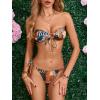 imageMakeMeChic Womens Bandeau Strapless Bikini Sets Floral Knot Cut Out Boho Bathing Suit SwimsuitsZebra Print