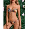 imageMakeMeChic Womens Bandeau Strapless Bikini Sets Floral Knot Cut Out Boho Bathing Suit SwimsuitsZebra Print