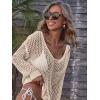 imageMakeMeChic Womens Bathing Suit Cover Ups Long Sleeve Crochet Swim Beach Cover Up TopBeige