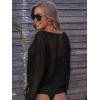 imageMakeMeChic Womens Bathing Suit Cover Ups Long Sleeve Crochet Swim Beach Cover Up TopBlack