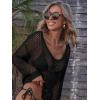 imageMakeMeChic Womens Bathing Suit Cover Ups Long Sleeve Crochet Swim Beach Cover Up TopBlack