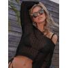 imageMakeMeChic Womens Bathing Suit Cover Ups Long Sleeve Crochet Swim Beach Cover Up TopBlack