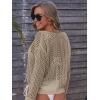 imageMakeMeChic Womens Bathing Suit Cover Ups Long Sleeve Crochet Swim Beach Cover Up TopCamel
