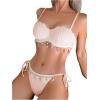 imageMakeMeChic Womens Bikini Set Textured Scallop Trim Shell Tie Back Bathing SuitsApricot