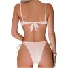 imageMakeMeChic Womens Bikini Set Textured Scallop Trim Shell Tie Back Bathing SuitsApricot