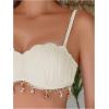 imageMakeMeChic Womens Bikini Set Textured Scallop Trim Shell Tie Back Bathing SuitsBeige