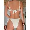 imageMakeMeChic Womens Bikini Set Textured Scallop Trim Shell Tie Back Bathing SuitsBeige