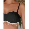 imageMakeMeChic Womens Bikini Set Textured Scallop Trim Shell Tie Back Bathing SuitsBlack