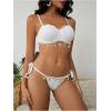 imageMakeMeChic Womens Bikini Set Textured Scallop Trim Shell Tie Back Bathing SuitsWhite
