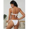 imageMakeMeChic Womens Bikini Set Textured Scallop Trim Shell Tie Back Bathing SuitsWhite