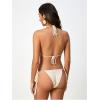 imageMakeMeChic Womens Bikini Sets Crochet 3D Floral Halter Tie Back Boho Bathing SuitApricot