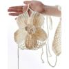 imageMakeMeChic Womens Bikini Sets Crochet 3D Floral Halter Tie Back Boho Bathing SuitApricot