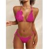 imageMakeMeChic Womens Bikini Sets Crochet 3D Floral Halter Tie Back Boho Bathing SuitHot Pink