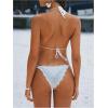 imageMakeMeChic Womens Bikini Sets Crochet 3D Floral Halter Tie Back Boho Bathing SuitWhite B