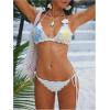 imageMakeMeChic Womens Bikini Sets Crochet 3D Floral Halter Tie Back Boho Bathing SuitWhite B
