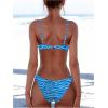 imageMakeMeChic Womens Bikini Sets Leopard Print Spaghetti Strap Backless Beach SwimsuitBlue a